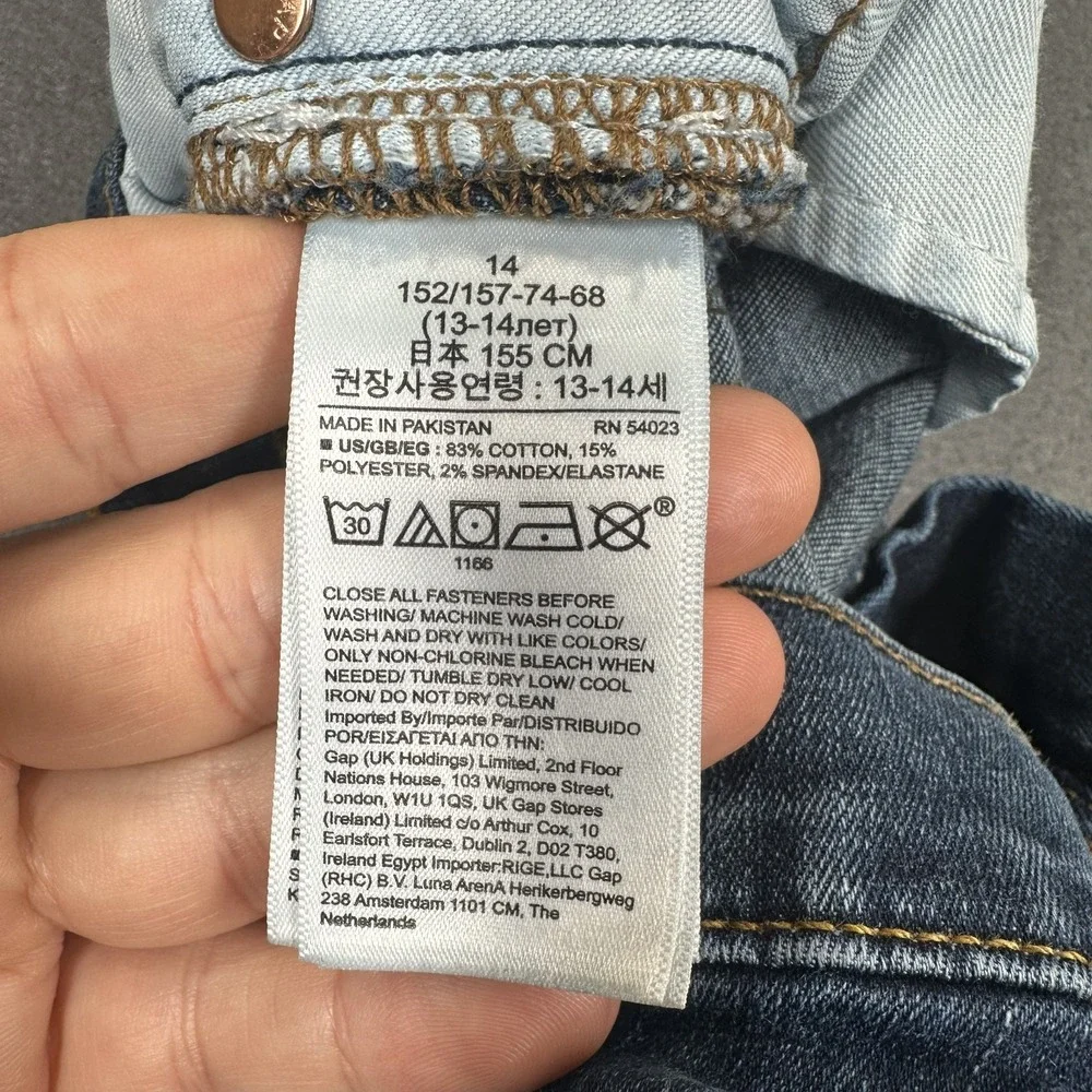 Gap‎ Jeans Girls 14 True Blue Denim Mid Rise Classic Stretch Skinny Whisker